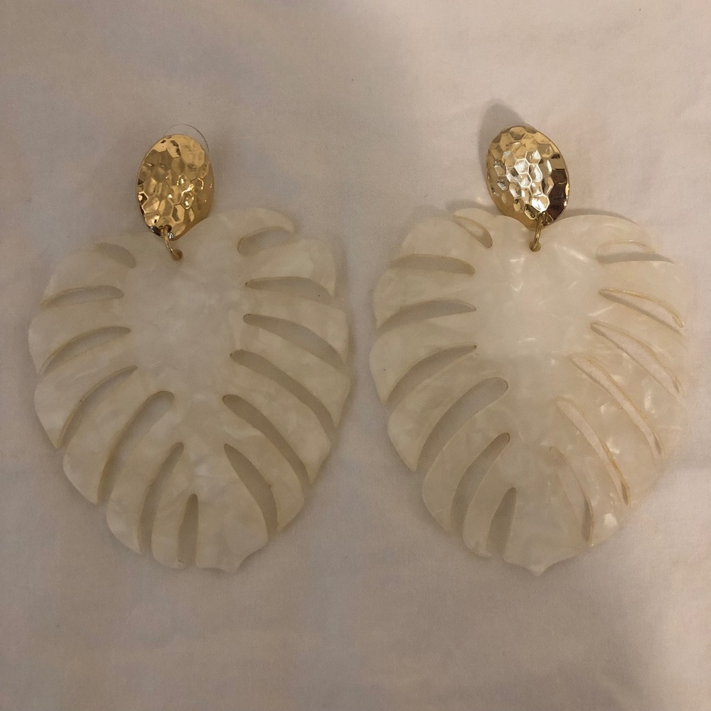 Oversized Large Palm Leaf Earrings